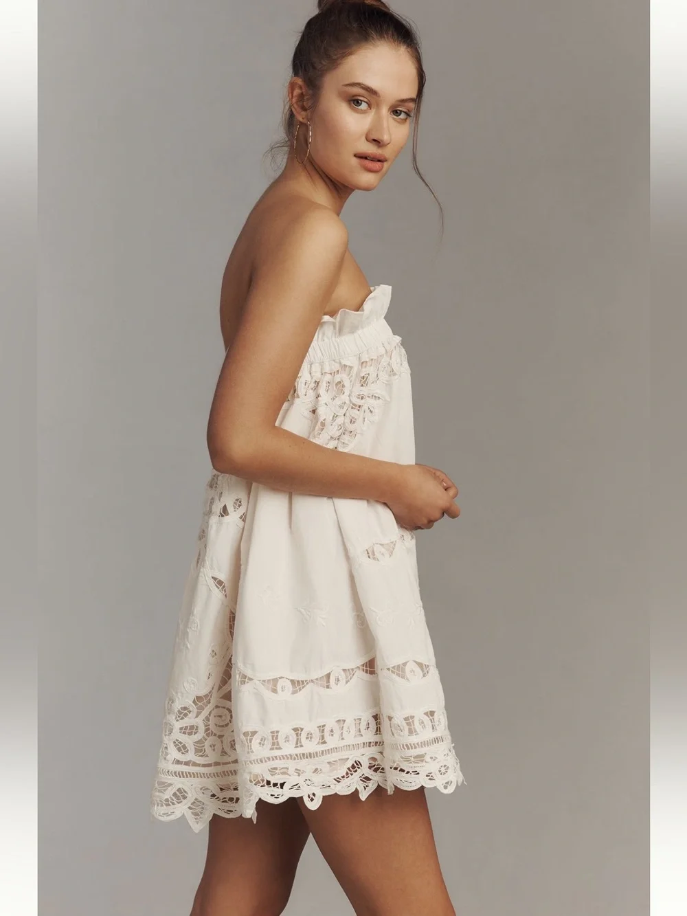 Anthropologie Maeve Strapless Lace Mini Dress Medium NWT - Picture 6 of 6